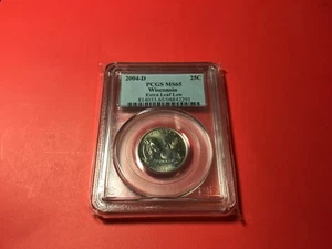 Wisconsin 2004 D PCGS MS 65 Extra Low Leaf Error Quarter - Picture 1 of 2