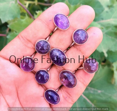 Роскошное кольцо с драгоценным камнем аметистом лот ювелирных изделий бохо покрытие серебро 925 пробы - Изображение 1 из 3