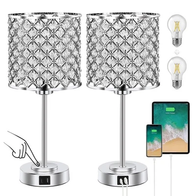 Crystal Table Bedside Lamp Touch Control, 3-Way Dimmable Small Nightstand Lam... - Image 1 of 4