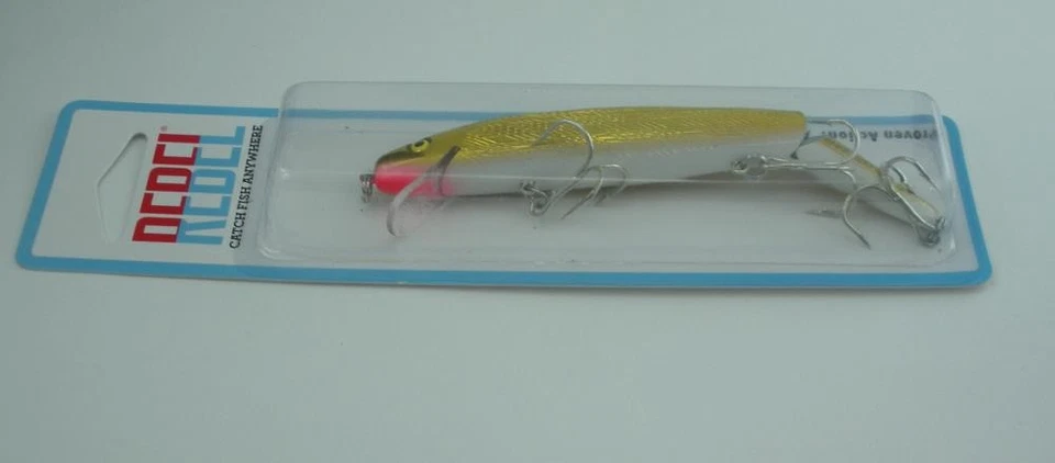 Corredores rasos Rebel J2002S 4-1/4" articulados minnow grandes 3/8 oz preto/dourado - Imagem 1 de 4