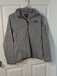 Patagonia Birch White Grey 1/4 Zip Knit Fleece Pullover Jacket Women's S - Picture 1 of 10