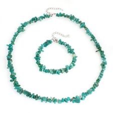 Womens Handmade Natural Sapphire Jade Gemstone Chips Necklace and Bracelet