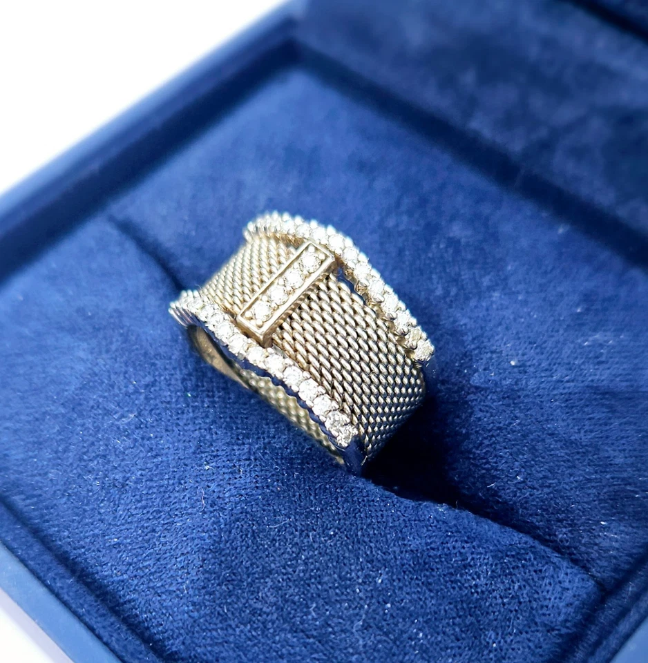 Tiffany & Co, Custom Diamond, 14K White Gold Mesh Band, Ladies Band, Size 5.5  - Image 1 of 4