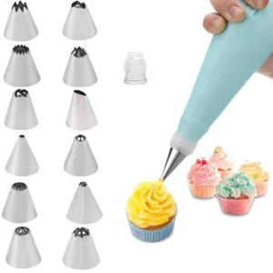 Equipo de decoración de pasteles 14 piezas kit de decoración de helados boquilla de tuberías + silicio - Imagen 1 de 6