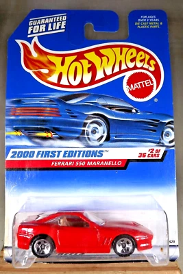 2000 Hot Wheels #62 First Editions 2/36 FERRARI 550 MARANELLO Red w/LineOverEmbl - Image 1 of 4