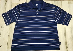 PING Polo Shirt Navy Blue White Gold Striped Golf Short Sleeve Mens XL - Picture 1 of 5