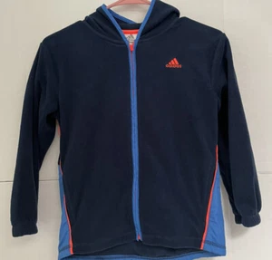 ADIDAS boys sz 7 full zip fleece hoodie jacket blue  - Picture 1 of 6