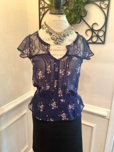 American Eagle Outfitters transparente ärmellose geblümte Bluse/Top X-Small XS $ 40 neu mit Etikett - Bild 1 von 7