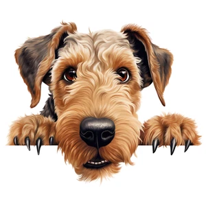 Vinilo airedale terrier arte de pared pegatina linda calcomanía cachorro mirando perro gráfico - Imagen 1 de 2