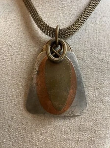 HANDWERK MARJORIE BAER SF MODERNIST NETZ KETTE ANHÄNGER HALSKETTE - Bild 1 von 6