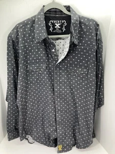 Twenty X 20X Pearl Snap Shirt Men Size 2XL Gray Geometric Long Sleeve Cotton - Picture 1 of 13