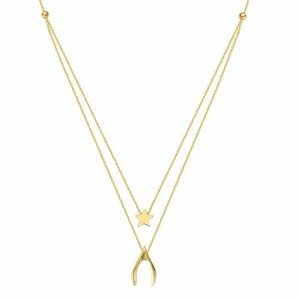 Collar Estrella y Wishbone Oro Amarillo 14k - Dúos en Capas - Imagen 1 de 2