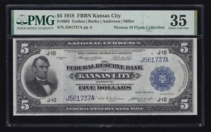 US 1918 $5 FRBN Kansas City FR 803 PMG 35 VF (737) - Picture 1 of 2