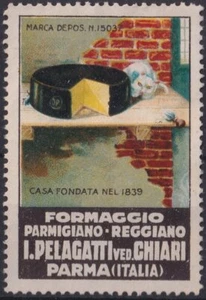 F-EX18034 ITALY CINDERELLA CIRCA 1930 CHEESE FORMAGGIO PELAGGATTI PARMA NO GUM - Picture 1 of 1