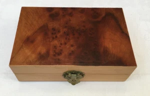 Vintage Wooden Jewelry Box with Walnut Effect Top and Base & Brass Colored Clasp - Picture 1 of 13