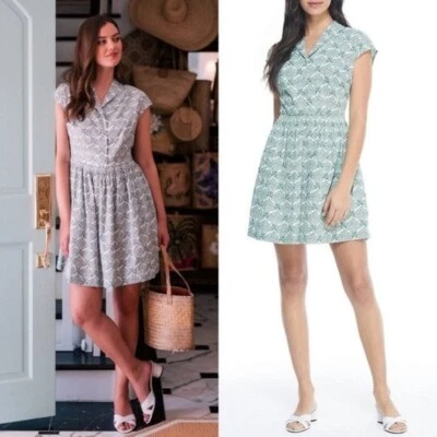 Mini vestido novo com etiquetas Gal Meets Glam verde esmeril estampa botânica algodão fit flare 10 - Imagem 1 de 4