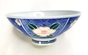 Asiatische Suppe Reis Schüssel Porzellan weiß mit blauen Kirschblüten Design 2" x 4,5" - Bild 1 von 6
