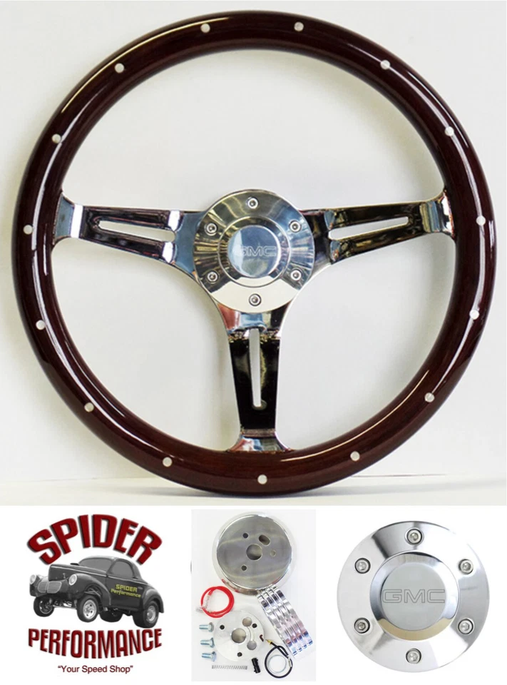 1970-73 Jimmy GMC Suburban van GMC pickup steering wheel 15" DARK MAHOGANY WOOD - Image 1 of 4