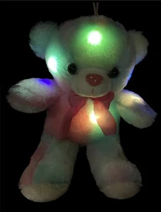 Cotton Candy Swirl Teddy Bear 16 inch Plush with LED Light Up & I LOVE YOU sound - Picture 1 of 11