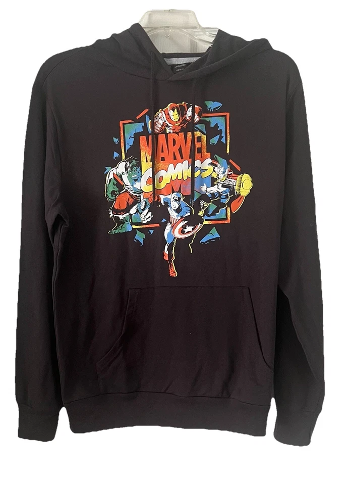 Marvel Avengers Graphic Long Sleeve Hoodie Men's Size Small Black
