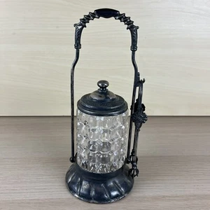 Antike Pairpoint Silber Teller Gurkenrolle mit Zange Klarglas - Bild 1 von 18