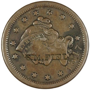 1847 Capelli intrecciati grande centesimo, "C.M. CAMPO." Controtimbro - Foto 1 di 3