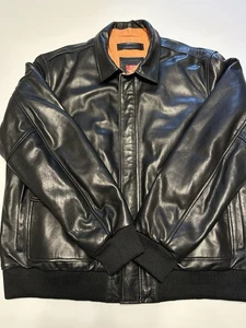 Inland Genuine Fine Leather Black Coat/Jacket Silk Lined Men’s Size 2XL - Picture 1 of 11
