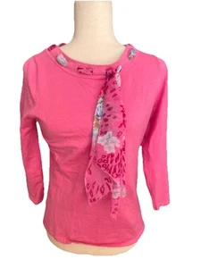 Retro Sweater 50s Vibes Pink Scarf Tie Neck Lightweight Rockabilly 6 Small - Picture 1 of 4