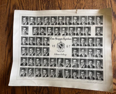 1967 Tau Kappa Epsilon TKE Albion College Photo w/ Dog Kip Fraternity - Image 1 of 4