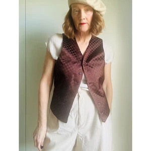 Chaleco Abrigo Cintura Vintage Moderno Talla Mujer M/L Satén Ventana Panel Estampado Ropa Hombre - Imagen 1 de 8