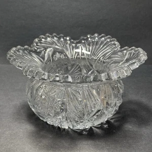 Pressed Clear Glass Bowl EAPG Deep Cut Flared Sawtooth Edge Dish Sawtooth Thick - Picture 1 of 13