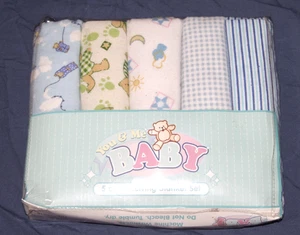 Vintage 90s Baby Boy NOS Receiving Blankets 5 Pack You & Me Baby Bears - Picture 1 of 3