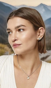 NWT Brighton Ferrara Entrata Round Silver & Gold Necklace & Earring Set - Picture 1 of 4