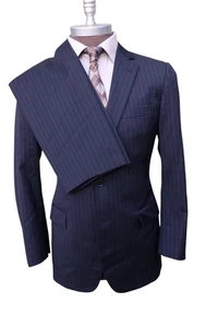 Brooks Brothers Fitzgerald Estrato Trabaldo Blue Pinstripe Two Button Suit 42R - Picture 1 of 11