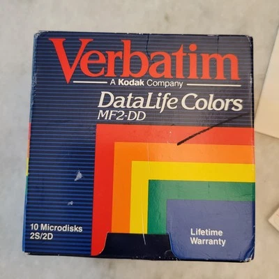 NEW Verbatim Data Life Colors 3.5" 720KB Floppy Disk Double MF2-DD Vtg - Image 1 of 4