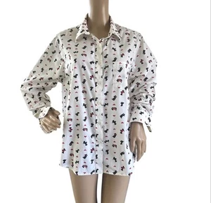 Blair Womens Button Down Shirt Dog Print Animal Size Large - Picture 1 of 5
