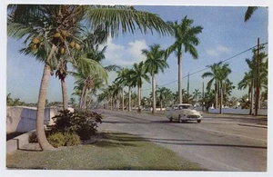 FT. LAUDERDALE FL 1949 - 1950 OLDSMOBILE  Las Olas Blvd postcard - Bild 1 von 1