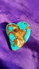 Pendentif Coeur En Jaspe Bleu Et Doré Avec Magnifiques Reflets 4.5 Cm N° 2955