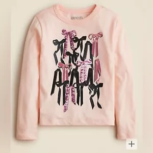 Crewcuts Girls' Long-sleeve Sequin Bows Graphic T-shirt Size M(8-9) NWT #CF928 - Picture 1 of 6