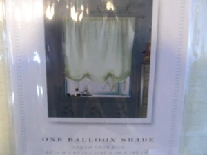 NEW - Simply Shabby Chic Green Faux Silk Balloon Window Shade Curtain 63LX60W - Picture 1 of 5