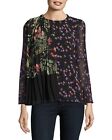 French Connection Bluhm Botero Sheer Fluted Sleeve Womens Top Floral RRP £85.00 