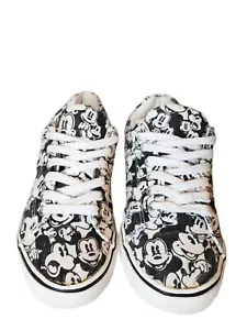 Disney Mickey Mouse Sneakers Black & White Canvas Size 8 Women’s Low Top Lace-Up - Picture 1 of 5