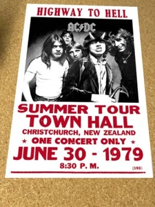 AC/DC Highway to Hell 1979 New Zealand Cardstock Concert Poster 12"x18" - Picture 1 of 1