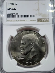 1978 1$ Eisenhower Dollar NGC MS-66  - Picture 1 of 4