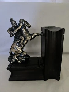 Bookend Horse Knight Rearing Metal Wood Single Roman Armour jousting medevial - Picture 1 of 11