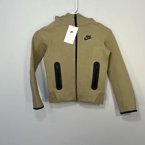 NEW Nike Sweater Boys XS Tan Neutral Sportswear Tech Full Zip Fleece Hoodie - Picture 1 of 9