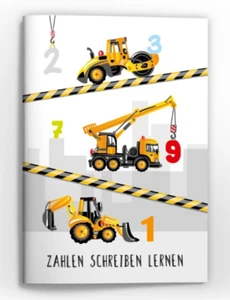 Schreibheft für Kinder Baustelle Zahlen Schreiben lernen Übungsheft Vorschulheft - Bild 1 von 9