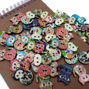 50pcs Mixed Cat 2 Holes Wooden Buttons Sewing Scrapbooking Crafts EW - Picture 1 of 5