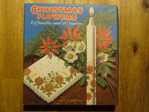 Weihnachten Christmas Flowers 2 Kerzen 20 Servietten Dänisch festlich Vintage - Picture 1 of 12