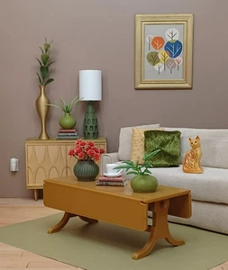 🤎BROWN midcentury COFFEE TABLE living room DOLL FURNITURE 1/6 scale for BARBIE - Picture 1 of 5